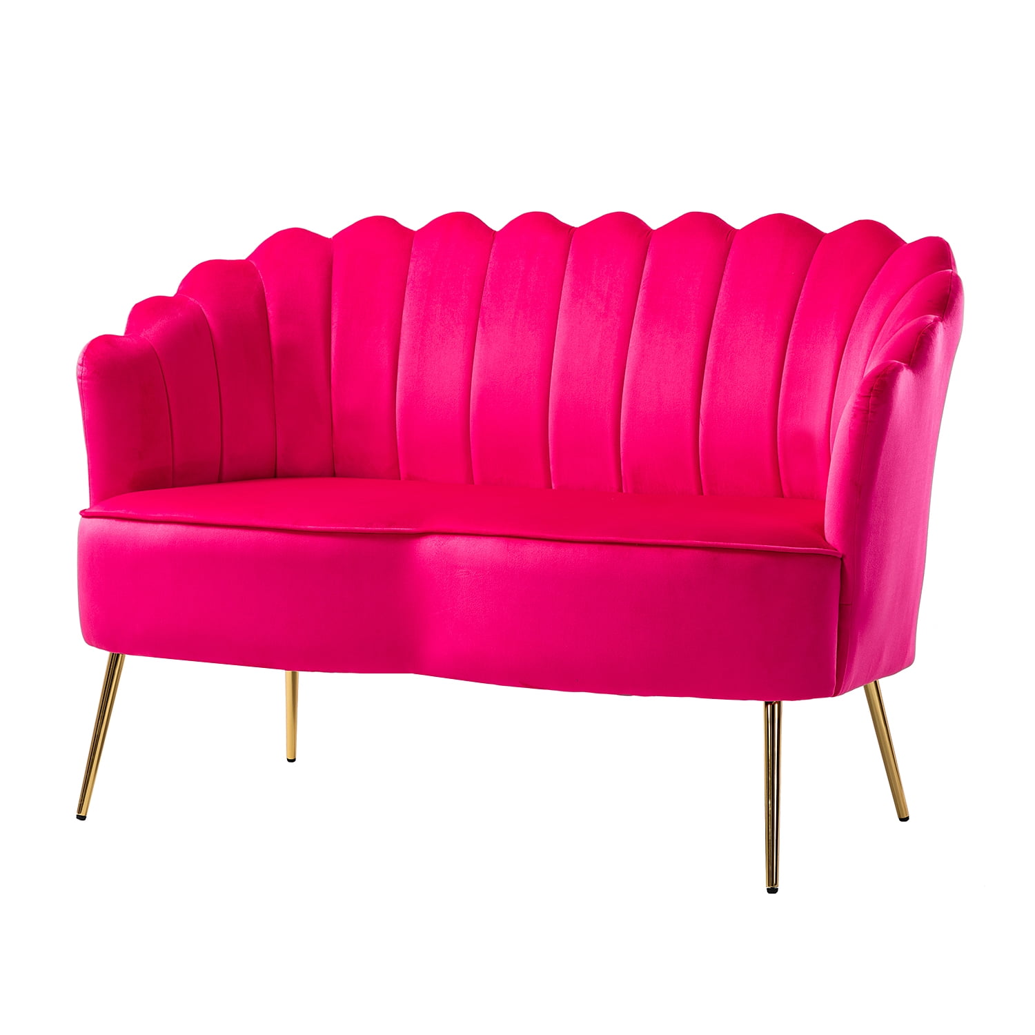 14 Karat Home Cute Loveseat Sofa with Flower Shaped Back Design, Fushia