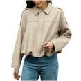 thumbnail image 2 of ZyeKqe Jackets for Women Fall Casual Long Sleeve Lapel Collar Long Sleeve Short Outerwear Blouses Cropped Tops, 2 of 7