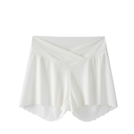 HaiMao Slip Shorts for Pregnant Clearance Women Lace Trim Pettipants Bloomers Half Slips Under Dresses Shorts White L