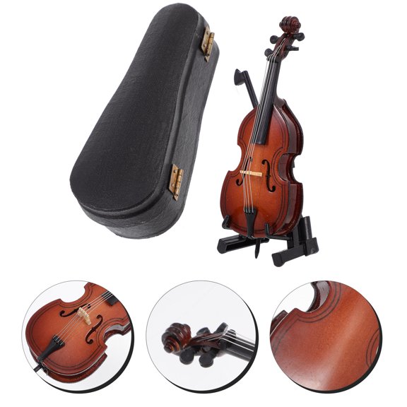 Niceauty 1Pc Bass Desktop Decor Brown Creative Basswood Instrument Model