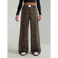 thumbnail image 6 of Women'S Leopard Print Wide-Leg Pants Elastic Waist Y2K Trousers Bottoms Wide-Leg Pants L, 6 of 9