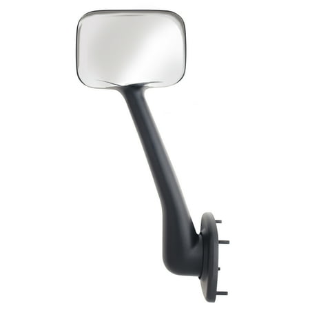 External Hood - 48023 - KS Heavy Duty 08-16 Cascadia Hood Mirror Textured Black W/Chrome Cover Convex Lens Manual OEM Style Mirror - Passenger Side