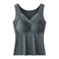 thumbnail image 3 of Siminsem Built-in Bra Tank Top for Women Padded Camisole Wireless Vest Base Layer Sleeveless Cami No Bra Needed Smooth Silhouette Everyday Undershirt, Dark Blue,XL, 3 of 6