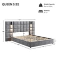 thumbnail image 6 of Queen Size Upholstered Platform Bed with Wide Headboard, Queen Bed Frame with Reading Lamp and USB Port, Easy Assembly, without Bedside Tables and Mattress, Grey, 6 of 6