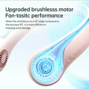 JISULIFE Portable Neck Fan, Wearable Fan, Bladeless Fan Hands-Free Cooling, Quiet 25dB, 5 Speeds, 16H Battery Life, Ideal for Indoor/Outdoor, Gift for Women, Men - Pink