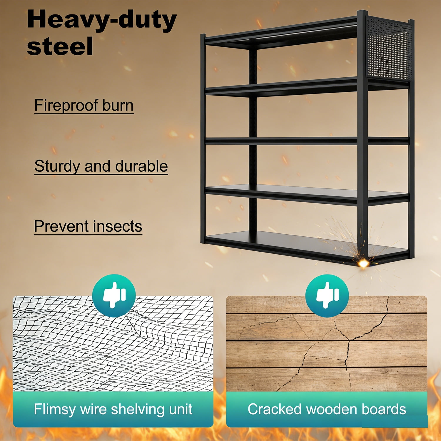 Garage Shleving with Pegboard,72“*48" Wide 24”Heavy Duty Garage Shelving Units and Storage,Metal Shelving Adjustable Shelves,Garage Storage Rack,Industrial Utility Organization for Kitchen,Pantry
