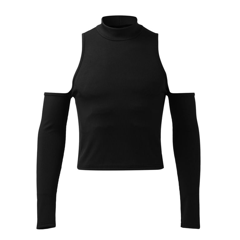 ohmzyzo Mens Cold Shoulder Tops Slim Fit Casual Pullover Skinny
