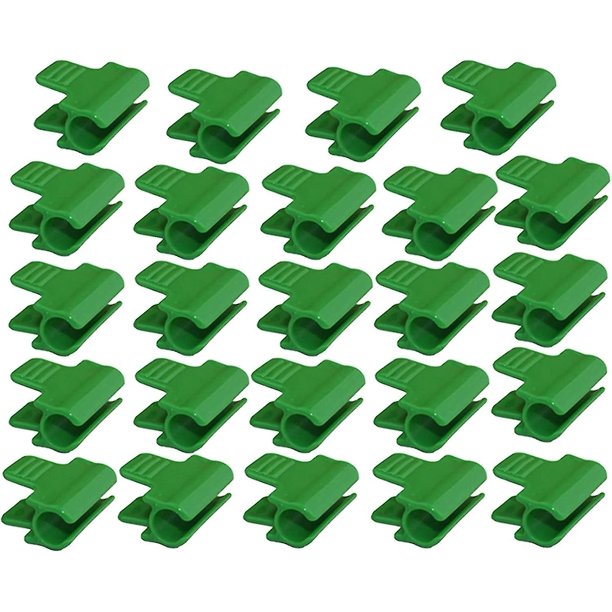 Paquete de 24 abrazaderas para manguera de jardín, accesorios para envolver cobertizos de jardín, estacas para plantas, clips de plástico para envolver invernaderos, Baobao verde