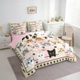 thumbnail image 3 of Manfei Cartoon Cute Cat Twin Bedding Sets 7-Piece for Kid, Pink Watercolor Bedding Comforter Set, Kawaii Animal Paw Reversible Sheet Sets, Microfiber Bedroom Decor, 3 of 7