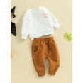 thumbnail image 3 of Wassery Baby Boys Girls Halloween Clothes 6M 12M 18M 24M 3T Toddler Long Sleeve Pumpkin Print Sweatshirt Top Elastic Waist Sweatpants Casual Fall Outfit 0-3Y, 3 of 8