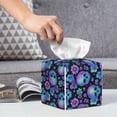 thumbnail image 6 of Sikiie blue daisy Skull flower Leather Tissue Box Cover Square, tissue box holder, Tissue Box with Bottom Belt-5.2”x5.2”x5.2”, 6 of 7