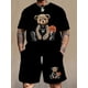 thumbnail image 3 of Conjunto de verano de 2 piezas con estampado de oso de dibujos animados para hombre, camiseta informal de cuello redondo para uso diario, pantalones cortos de playa para hombre para deportes al aire l, 3 of 5