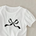thumbnail image 4 of Viluyesy Girls T-Shirts, Bubble Short Sleeve Crew Neck Bow Graphic Summer Cute Casual Tees White 2T, 4 of 4