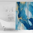 thumbnail image 2 of Abstract Art Shower Curtain Set ，Waterproof Fabric Shower Curtains Blue Ombre Marble Stone Gold Cracks Modern Shower Curtains for Bathroom,Bathroom Decor 72"x84", 2 of 6