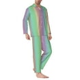 thumbnail image 6 of Salouo Rainbow Peacock Feathers Print Button-Front Long Sleeve Pajama Set for Men, Soft 2Pjs Men's Long Sleeve Sleepwear -Large, 6 of 7