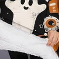 thumbnail image 3 of Oversized Wearable Blanket Hoodie,Halloween Ghosts and Spooky Elements Sherpa Blanket Hoodie with Super Pockets,Super Warm Fuzzy Pullover for Women & Men, 3 of 6