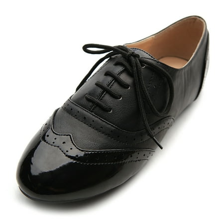 

Ollio Women s Shoes Classic Lace Up Dress Low Flat Heels Oxfords M1914