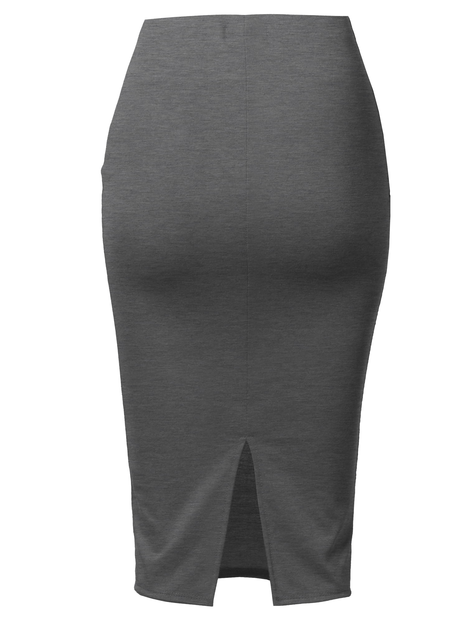 SSOULM Women's Stretchy Fitted Midi Pencil Skirt with Back Slit