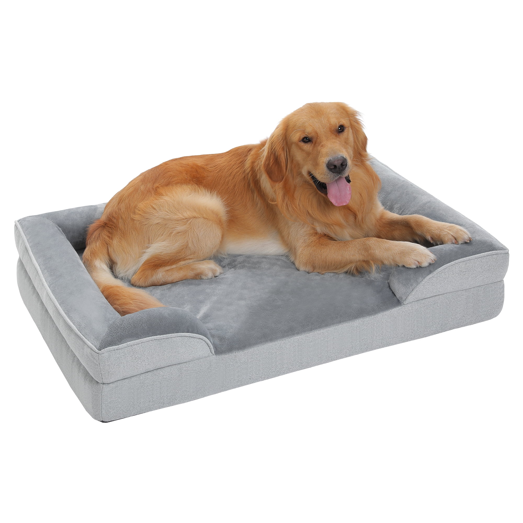 PAWZ Road Orthopedic Dog Bed Removable Washable Cover Non-Slip Bottom Dog Sofa Bed, S-XL, Gray