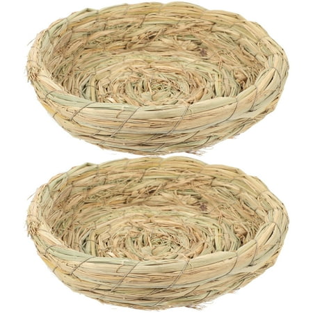 SOPOTUTU 2-Pack Handwoven Straw Bird Nest in Khaki for Parrot Cage Breeding Resting and Small Bird Habitat Accessory SOPOTUTU 2-Pack Handwoven Straw Bird Nest in Khaki for Parrot Cage Breeding Resting and Small Bird Habitat Accessory