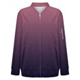 thumbnail image 4 of Women's Gradient Color Casual Windbreaker with Zippered Sleeve Pockets, Lightweight Soft Fabric Jacket for Daily Wear, Comfortable Outdoor Zipper Coat with Fashionable Ombre Design Purple M, 4 of 7
