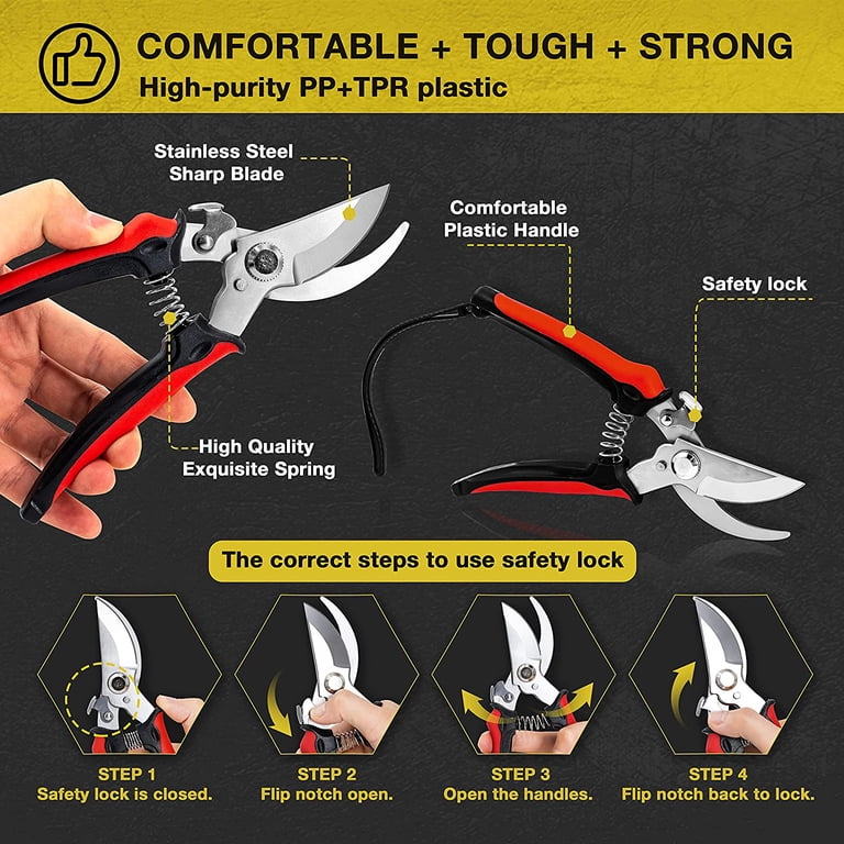 KOTTO Pruning Shears Set, 4-Pack Bypass Clippers photo 5