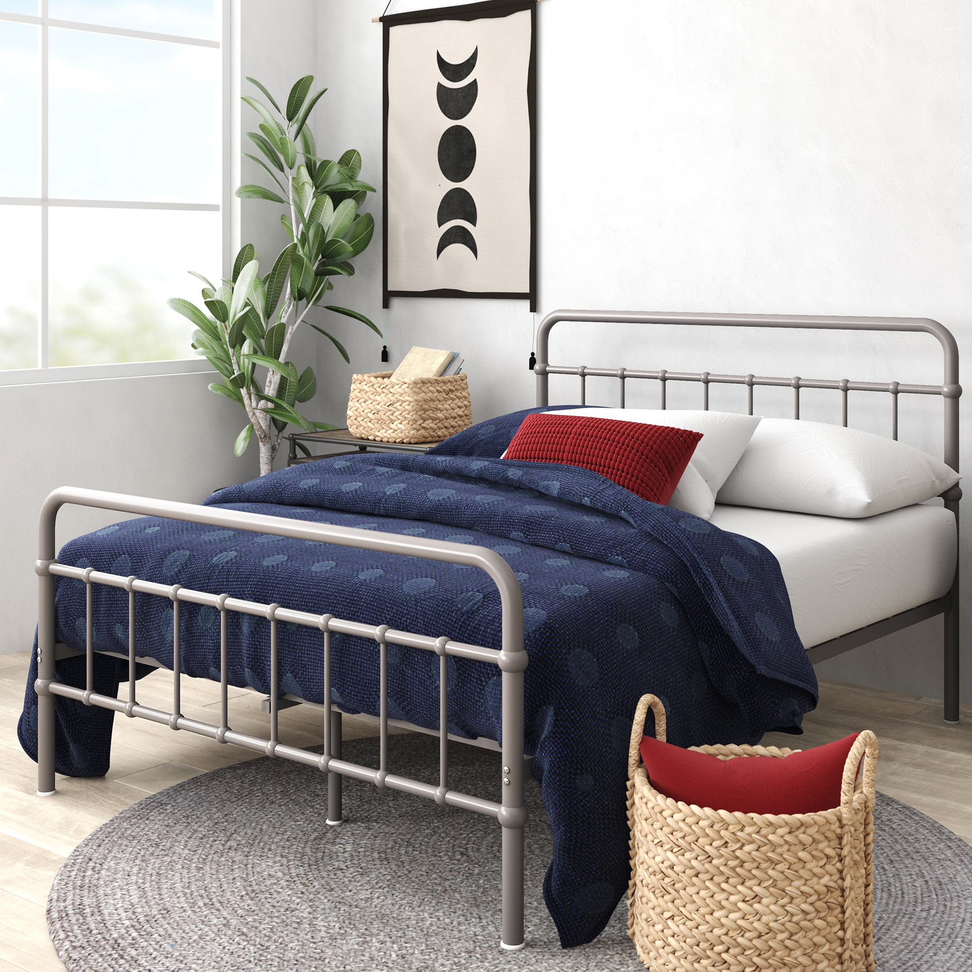 Zinus Florence 42" Metal Platform Bed Frame, Grey, Full