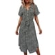 thumbnail image 3 of Txlixc, vestido a media pierna con botones para mujer, vestido de verano bohemio, manga corta, estampado floral, volantes, cinturón, línea A, vestido suelto de camisa Txlixc Estilo de ocio, 3 of 10