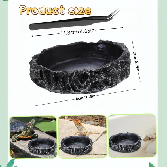 HLONK 2pcs Reptile Water Dish and Food Bowl Set Includes Feeding Tongs Suitable for Leopard Geckos Lizards Frogs Snakes Chameleons and Turtles