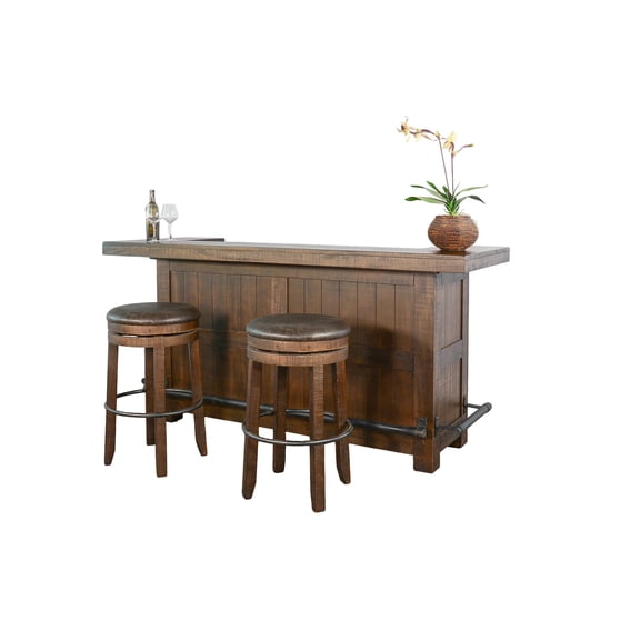 Sunny Designs 80" Traditional Wood Home Bar with Stools