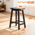 thumbnail image 4 of BORGEBY 24 inch Bar Stools Set of 2, Solid Wood Saddle Chair Backless Counter Stools 350 lbs with Footrests & Sturdy Legs for Kitchen, Black, 4 of 8