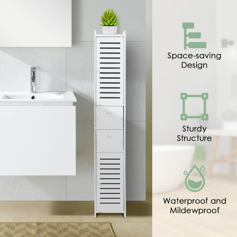  WEAFIEO 4-Tier Slim Bathroom Storage Cabinet Next to