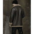 thumbnail image 3 of New Arrival Men's Winter Long Coat Genuine Leather Natural Sheepskin Shearling Jacket for Male Thick Wool Liner Black Brown Plus Oversize for Weight over 110kgs,Brown,48, 3 of 10