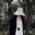 thumbnail image 3 of CoCopeanut 2021 New Summer Autumn Large Brim Fisherman Hat Women Cotton Linen Round Dome Bandage Bow Big Foldable Sun Hats Fishermen Hat, 3 of 6
