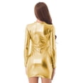 thumbnail image 6 of MSemis Womens Metallic Holographic Long Sleeve Slim Fit Dress Bodycon Party Dress Clubwear, 6 of 6