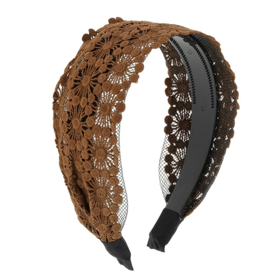 Unique Bargains 1 Pc Dot Pattern Headband 5.91"x4.33" Brown