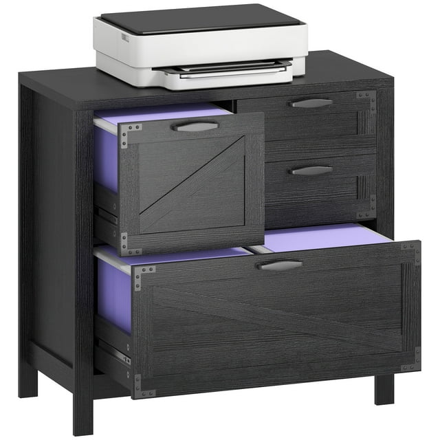 HOMCOM 4 Drawer File Cabinet Filing Cabinet for Letter/A4/Legal Files Black