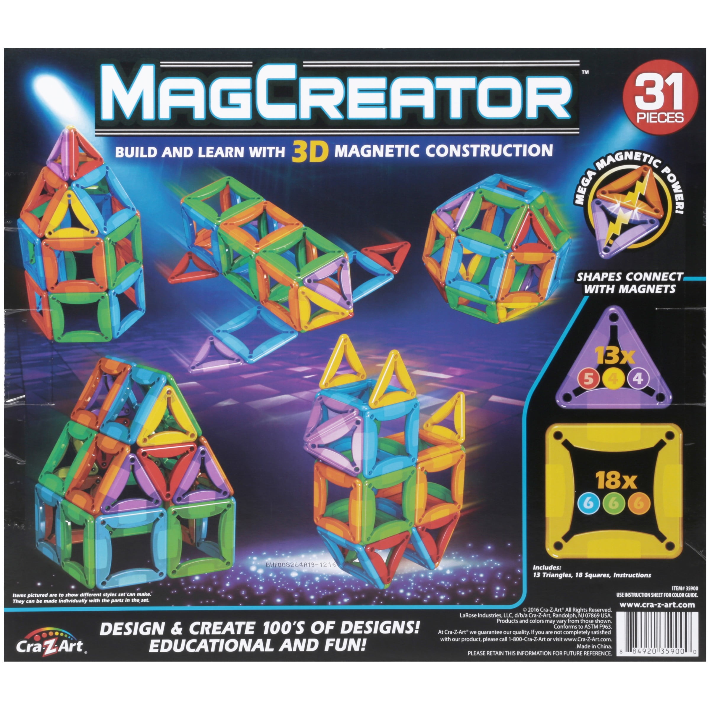 - Brand New CRA-Z-ART Magcreator 35905 Building Set Free Delivery 15-Piece 