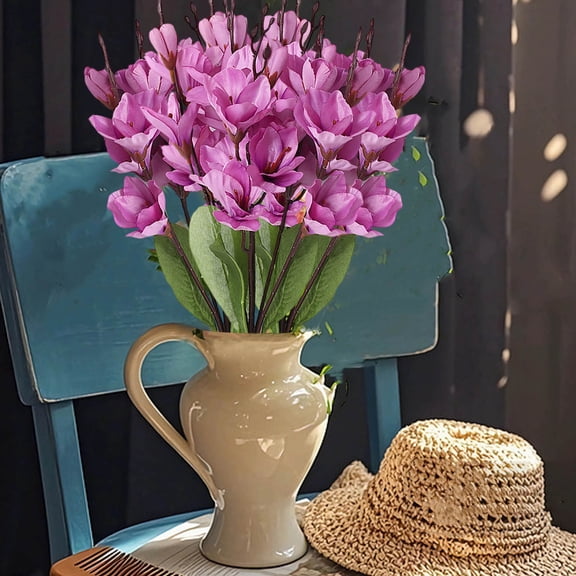 Lifelike Spring Artificial Magnolia Flowers for Home Decor, Realistic Fake Flowers for Wedding Arrangements, Beautiful Silk Flowers for Vase Display