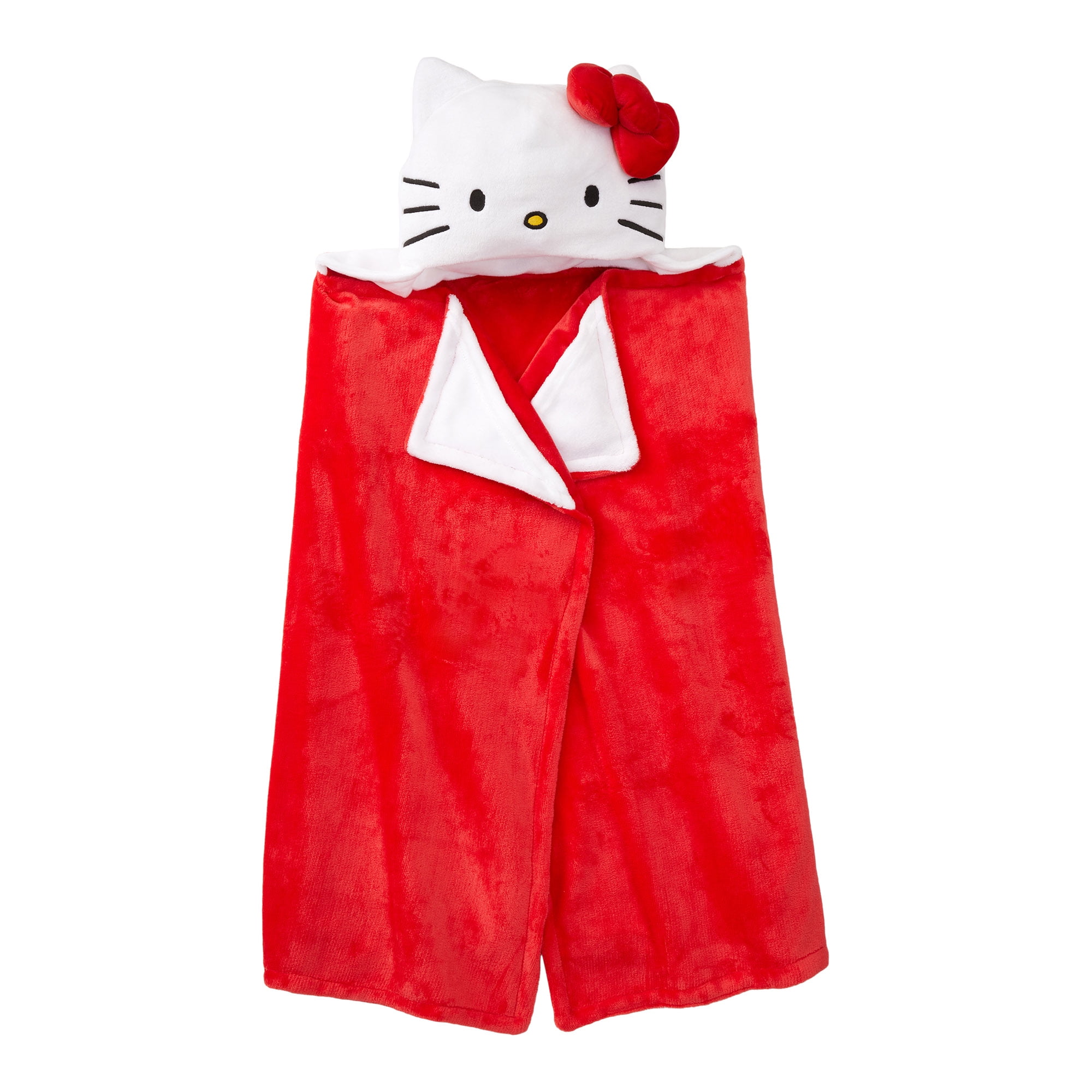 Hello Kitty Kids Hooded Throw, Wearable Plush, Red