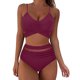 thumbnail image 1 of MKLEKYY Trajes De Baños Women Mesh High Waisted Bikini Sexy Push Up Two Piece Swimsuits Vintage Swimsuit Two Piece Retro Ruched High Waist Print Bikini Set, 1 of 6