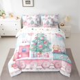 thumbnail image 2 of Manfei Cute Cartoon Train 7-Piece Bedding Comforter Set,Cute Christmas Tree King Bedding Sets,Pink Green White Bed Sheets For Gir L Kids,Breathable Home Decor Reversible, 2 of 8