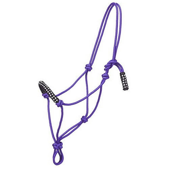 Tough 1 Mini Poly Tied Ppl/Blk Halter w/Crystal