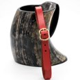 thumbnail image 5 of Mythrojan Viking Horn Mug Tankard with Red Leather Strap Safely Holds Hot and Cold Liquids Coffee Hot Chocolate - Wine Beer Mead, 5 of 6
