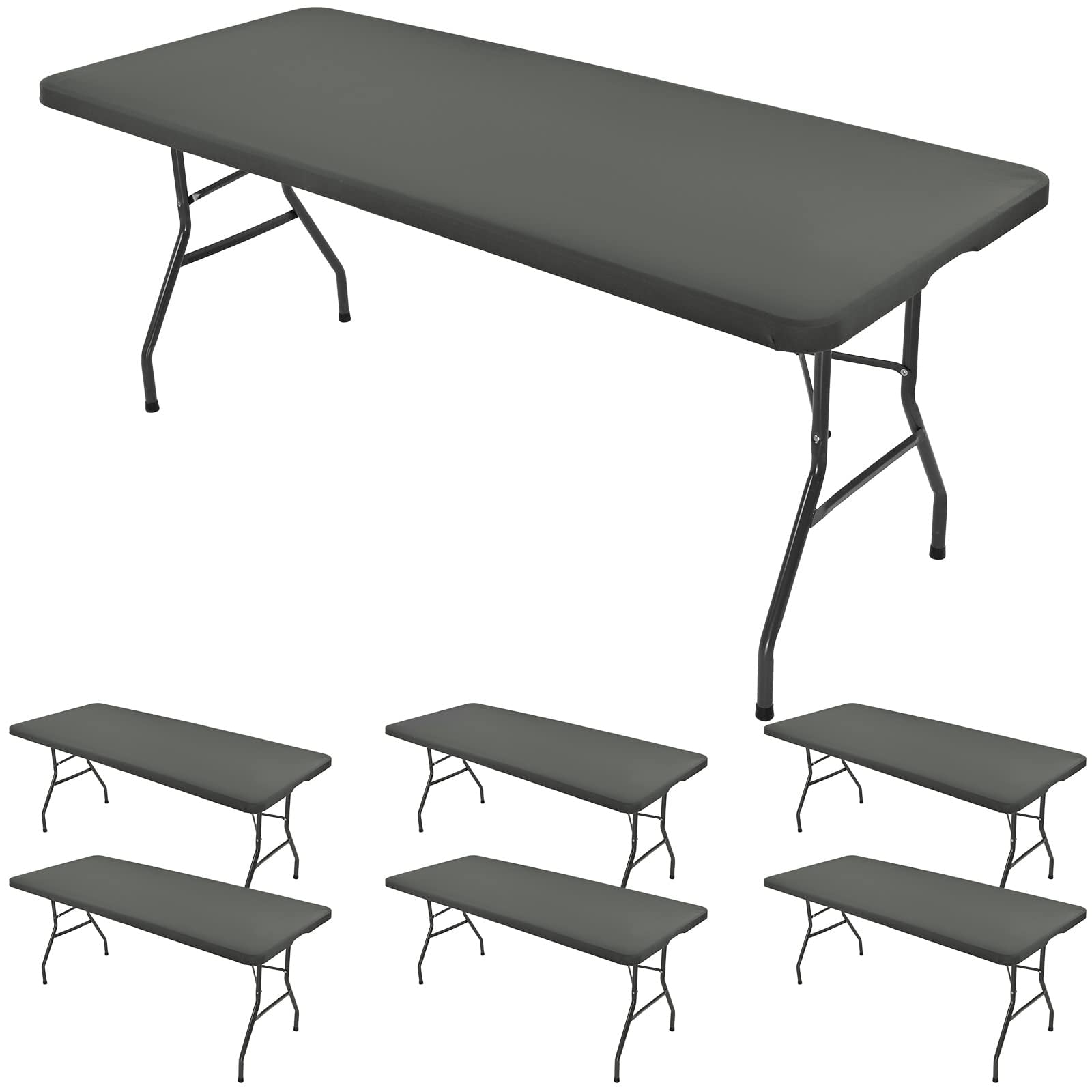 6 Pieces Stretch Fabric Table Top Cap Cover, 6ft Spandex Table Covers