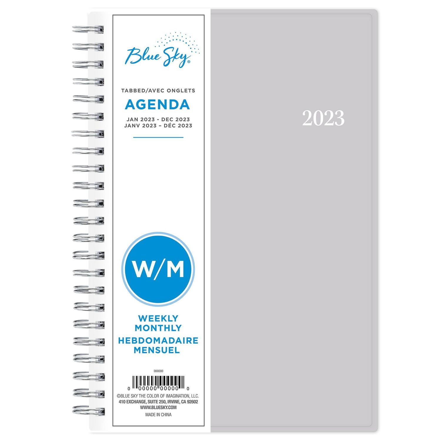 2023 Weekly Monthly Planner, 5x8, Blue Sky, Solid Gray