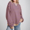 thumbnail image 6 of Lenpel Women's Oversized Striped Sweatshirts Long Sleeve Crew Neck Casual Pullover Tops Trendy Loose Shirts, 6 of 6