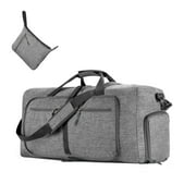 XUEYU 24 Large Travel Duffle Bag for Men, 65L Foldable Travel Duffel Bag with Shoes Compartment, Overnight Bag for Men Women Waterproof, Travel Bag for Traveling Camping Touring, Gray