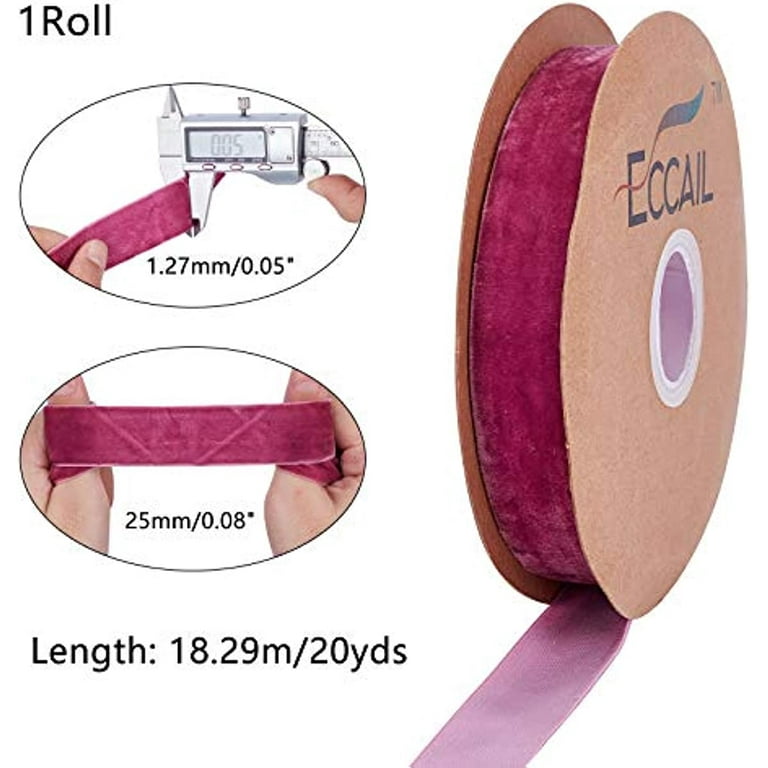 20 Yards 1 Inch Single Side Velvet Ribbon Satin Ribbon Roll for Wedding  Gift Wrapping Hair Bows Flower Arranging Home Decorating Purple 