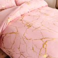thumbnail image 3 of Satin Bedding Set Pink Satin Duvet Cover Set 3 Pcs Pink Gold Metallic Marble Pattern Bedding Set Size, 3 of 8